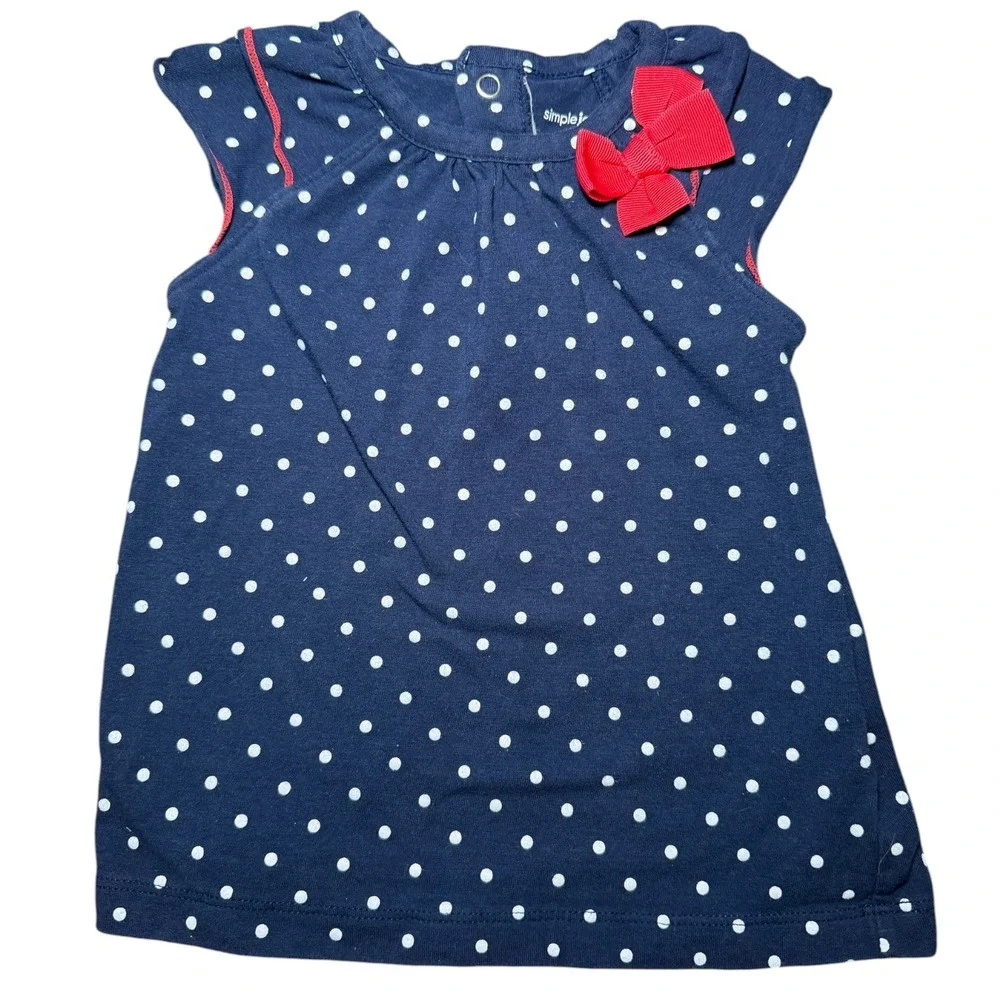 Baby Girl Outfit 3 Pc 12M Patriotic‎ Tutu Skort Polka Dot Top Red Leggings